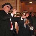 Yves Francois (front), Marcus Belgave and Joan Bow-Belgrave at Wood Fire