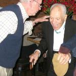 Bill Higgins greets Franz at The Woodfire (photo credit:  Karla Schley)